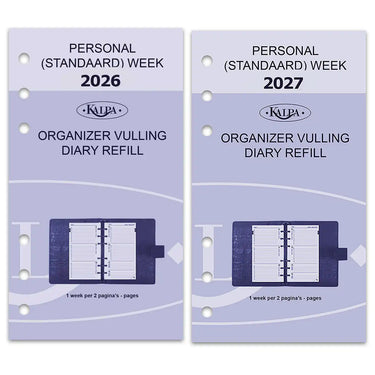 6217-26-27 170 x 95 mm Personal 6 Ring Agenda Binder Refills Weekly NL EN 2026 2027